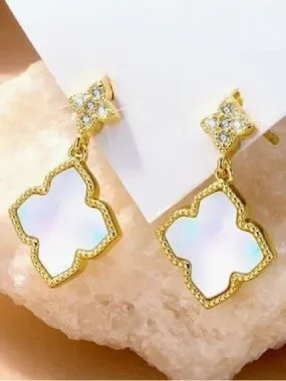 Anthropologie Gold-Tone Iridescent Clover Drop Earrings